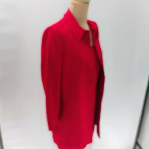 Escada wool dress w/ matching blazer jacket red orange exposed zipper classy - Picture 8 of 16